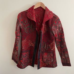 Red and Black Blazer with Multiple Prints